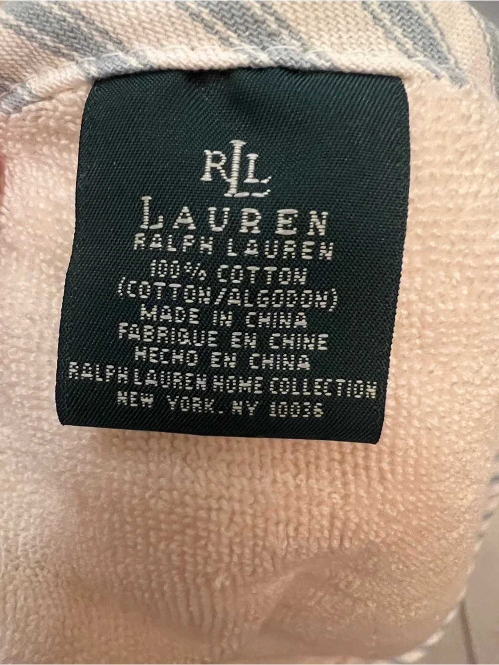 Ralph Lauren Cream Bath Towel Set with Pink Floral Embroidery